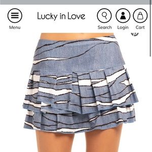 Lucky in Love denim Stripey pleated tier skirt. Size small.